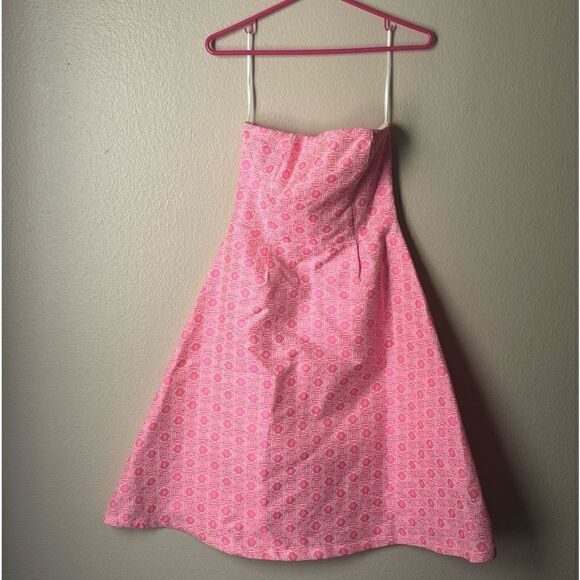 Elorie Strapless Pink & White Dress - Size Small - Picture 1 of 6